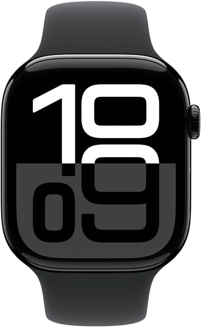 Apple Watch Series 10 - Wifi - 42mm - Zwarte Aluminium Case met Zwart Sportbandje - S/M