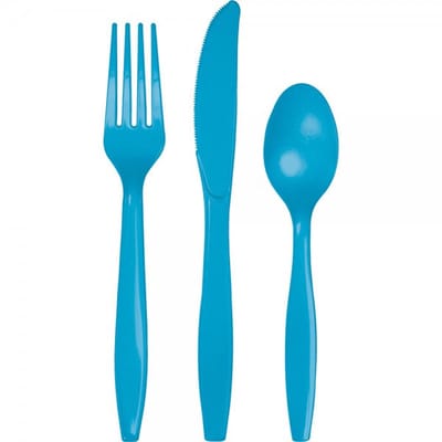 24-delige premium plastic bestekset, turquoise