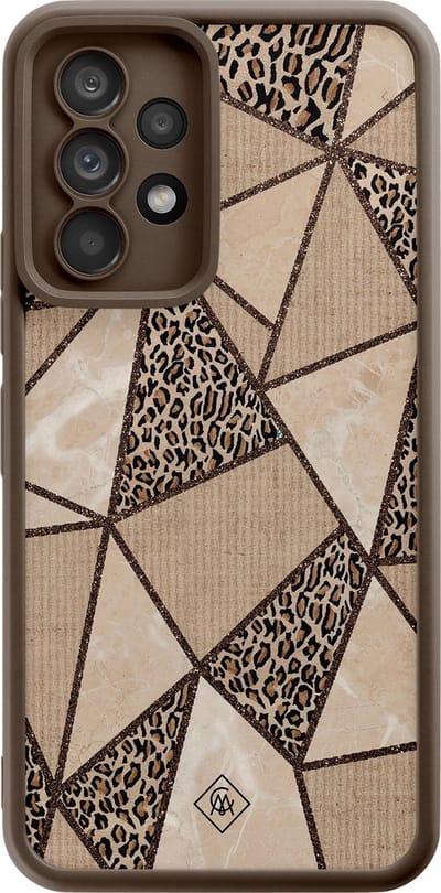 Casimoda® hoesje - Geschikt voor Samsung Galaxy A52 5G - Leopard Abstract - Zwart TPU Backcover - Luipaardprint - Bruin/beige