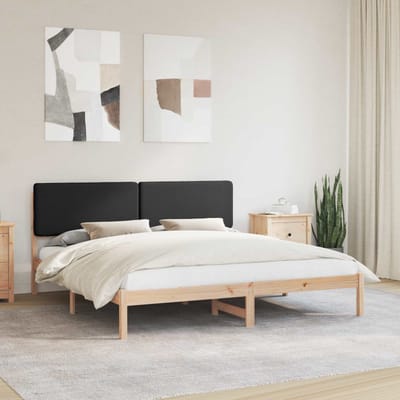 vidaXL - Bedframe - met - Gevoerde - Hoofdbord - Zwart - 180 - x - 200 - cm