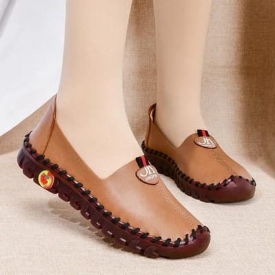 Mocassins pour femmes Cuir Oxford Plates Souples Mère Haute Qualité Mocassins Femmes Grande Taille 41 42 Mocassin Plat Ballerines 4.5 marron
