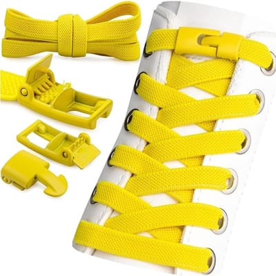 Famanu – Elastische schoenveters zonder strikken, platte rubberen veters met snelsluiting, 100 cm