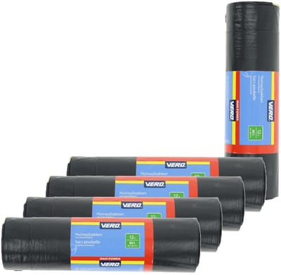 Vero Afvalzakken/vuilniszakken met trekband - 60x stuks - 60 liter - Extra sterke lekvrije trekbandzakken - Gerecycled plastic