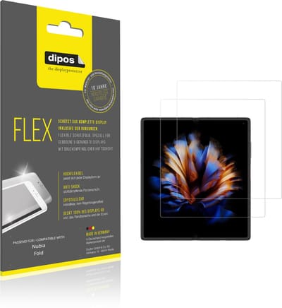 dipos – 2x Beschermfolie geschikt voor Nubia Fold Aussenseite | 3D Full Cover Screenprotector | 100% Passend