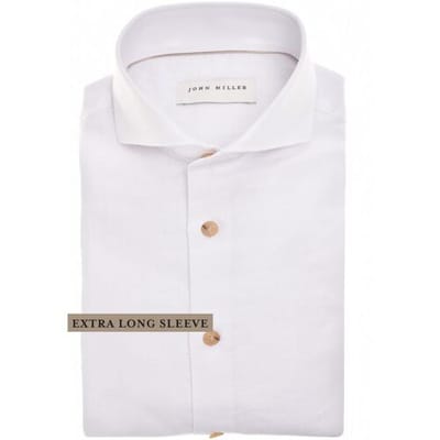 John Miller Overhemd Extra Long Sleeve 7 Cotton Linnen Cutaway Collar Mouwlengte 7 Wit / male