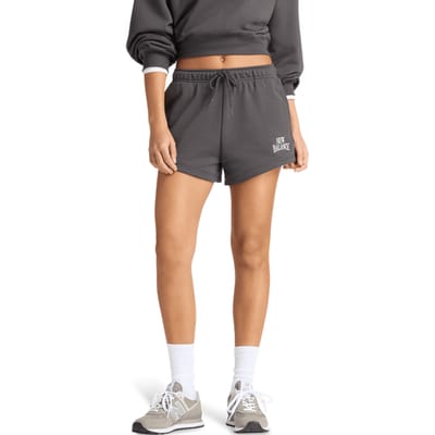 New Balance Terry Korte Broeken Dames - Zwart - Maat L - Katoen Jersey