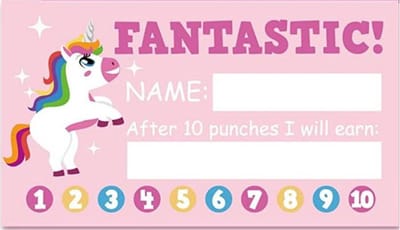 50 stuks beloningskaartjes - punch kaarten eenhoorn - unicorn - leermiddel basischool