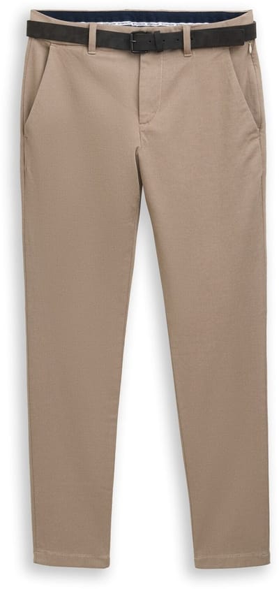 Tom Tailor - TTTRAVIS SLIM chino met riem - Maat 32/36 - beige brown zig zag structure