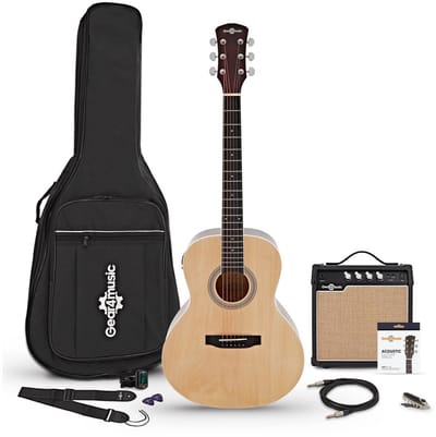 Parlour Elektro-akoestische Gitaar, Natuurlijk, 15W Akoestische Versterker & Accessoireset
