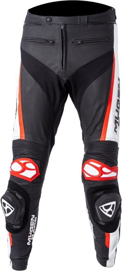 MUGENRACE RBRS-1 Zwart Wit Rode Leren Broek - Broek