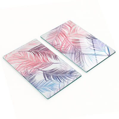 Decoratieve snijplanken van gehard glas met palmbladerenmotief, 2x30x52 cm