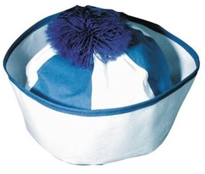 Boland Matrozen hoedje / matrozenpetjes - 6x - wit/blauw - D58 cm - volwassenen