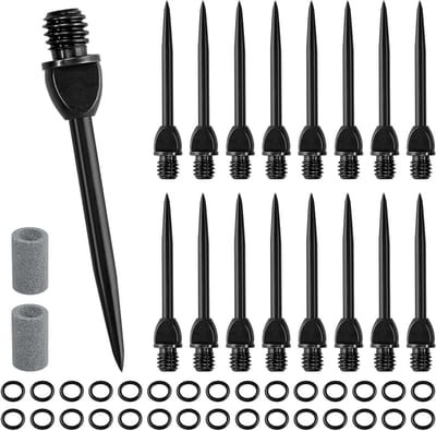 Harde Metalen Steeltips voor Darts, 15 Stuks met Rubberen Ringen
