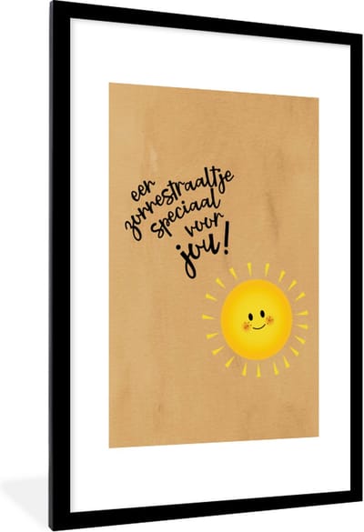 Fotolijst incl. Poster - Beterschap - Quote - Zon - 80x120 cm - Posterlijst