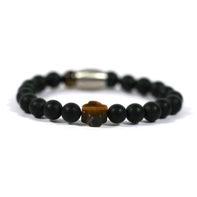 IbizaMen KIDS - jongens - armband - edelsteen - matte onyx - 6mm - 14cm