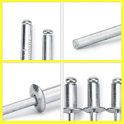 Blindklinknagels Aluminium - Klinknagels Platte Kop - Bevestigen Metalen - Waterdichte Afdichting - M2.4 50 Stuks - Aluminiumkleurig