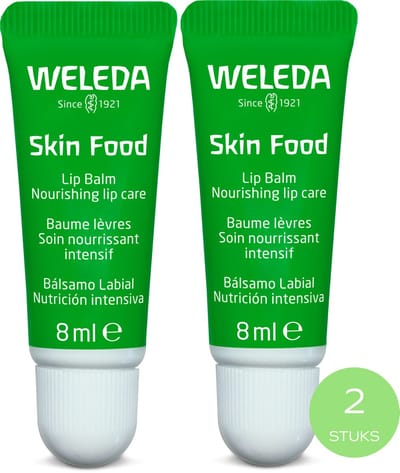 WELEDA Skin Food Lip Balm - Voordeelverpakking (2 Stuks) - Voedende Lipverzorging - Voor Zachte En Soepele Lippen - Beschermt Tegen Uitdroging - 100% Natuurlijke Ingrediënten - 8ml
