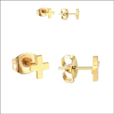 Aramat Jewels | Oorbellen | RVS kruisjes oorbellen | Goudkleurig / 5mm | | | Staal | Kinderen, Volwassenen | Verkleurd niet