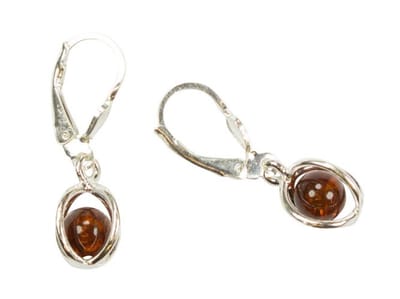 Zilveren oorbellen met sluiting Amber / Barnsteen 925 zilver