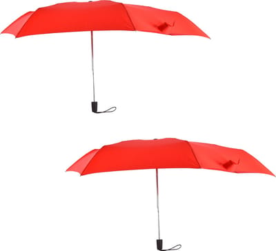 Set van 2 Stormbestendige Opvouwbare Stormparaplu's - Windproof tot 80km/u - Grote Paraplu - Rood Doek/Zwart Frame - Stevig Aluminium/Fiberglass - Unisex