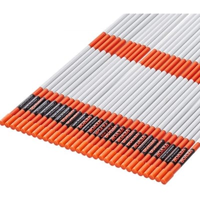 VEVOR Opritmarkeringen, verpakking van 30 stuks, 48 ​​inch, diameter 0,4 inch, oranje glasvezelpalen, sneeuwpalen met reflecterende tape, stalen boor van 12 inch en beschermende handschoenen voor parkeerplaatsen, Ge