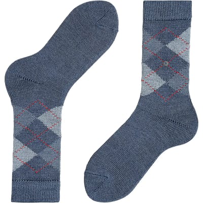 Burlington Whitby gedessineerd materiaal sokken dames blauw - maat 36-41