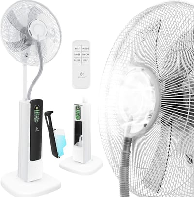 4-in-1 Staande Ventilator met Waterkoeling en Nebelfunctie - Stil, Mobiel en Ideaal voor Elke Seizoen