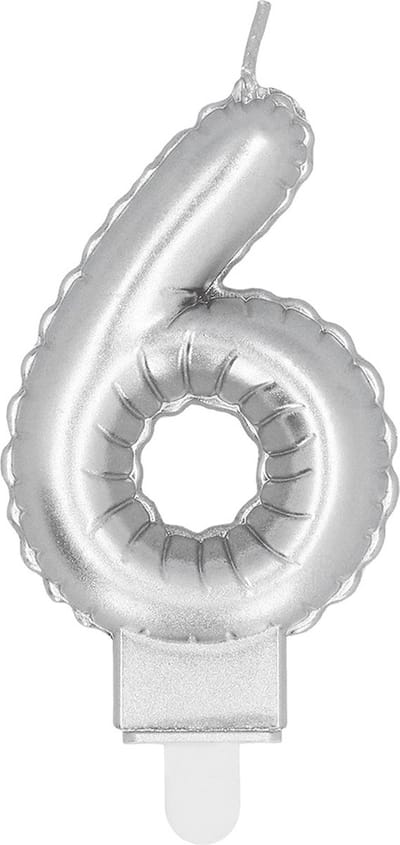 Boland - Kaarsje '6' zilver 6 Zilver - Geen thema - Verjaardag - Jubileum