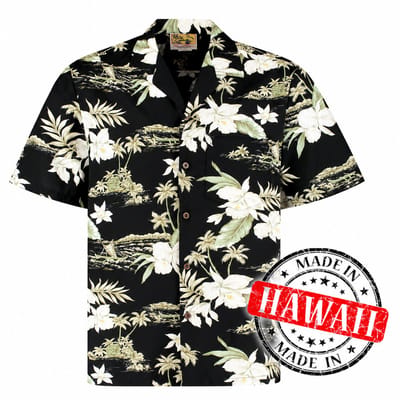 Hawaii Blouse Mannen - Shirt - Hemd - 100% Katoen - Overhemd Heren Korte Mouw - Made in Hawaii "Maui Midnight" Maat S