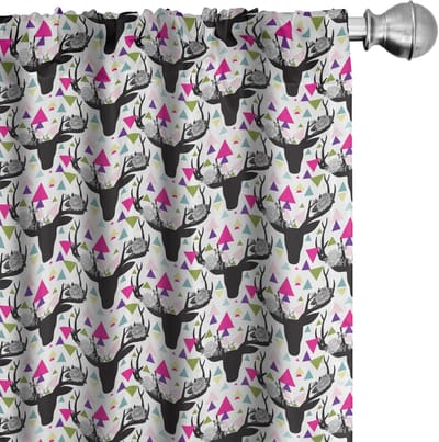 ABAKUHAUS Herten gordijnen – 2-delige set van microvezel, multicolor