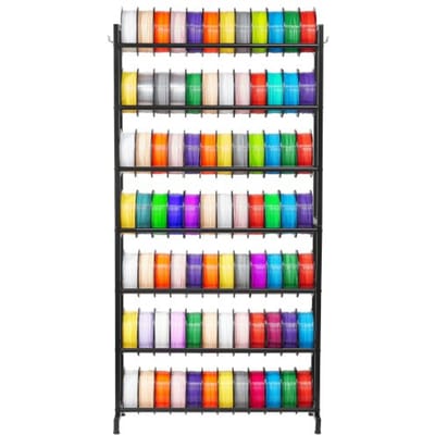 VEVOR 3D-printerfilament-opslagrek, 7 lagen, filamentspoelhouder, 840 x 320 x 1650 mm, draagvermogen 54,4 kg per laag, 3D-printeraccessoires voor 3D-printstudio, werkplaats, zwart