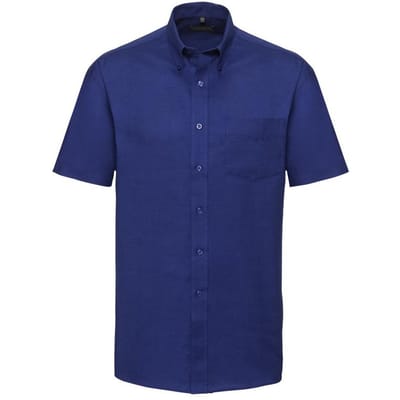 Russell Collectie Heren Korte Mouw Easy Care Oxford Shirt (Helder Koninklijk)