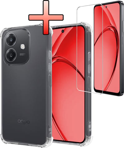 Hoesje - Met Screenprotector - Geschikt voor OPPO A40 - Sterk & Shockproof - Siliconen Case - Back Cover - Telefoon Hoes - Shock Proof - Transparant