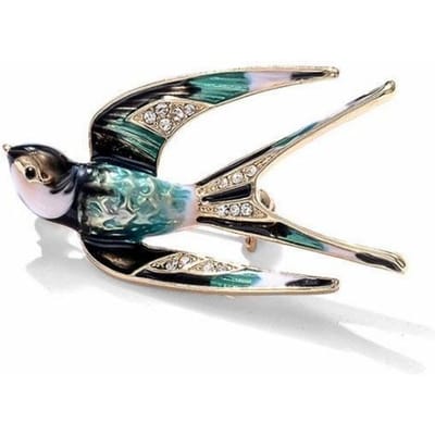 Klassieke broche met zwaluw van geëmailleerd metaal, geschikt voor sjaals, als kerstcadeau, voor banketten en bruiloften. gray