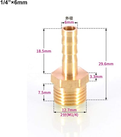 Dailygoods- Slangkoppeling Messing - Mannelijke BSP Draad - Slangpilaar 12 mm - Koppelstuk voor Water/Gas - Adapter voor Diverse Maten - Massief Messing - Fitting