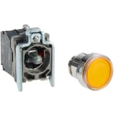 Schneider Electric XB4BW35B5 Verlichte druktoets, geel, vlak, 1S+1Ö, tastend, +LED 24V AC/DC Verlichte druktoets 1 stuk(s)