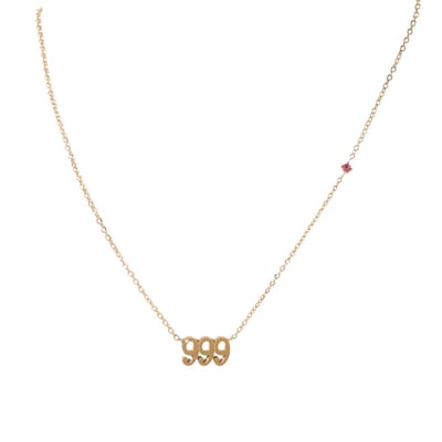 Plux Fashion 999 Ketting - Goud - 2mm/40cm + 5cm Verlengstuk - Sieraden - Angel Numbers - 999 Angel Number - Halsketting Dames Goudkleurig - Sieraden Cadeau - Angel Number Jewellery - Gouden Ketting Dames - Ketting Met Hanger - Roestvrijstaal