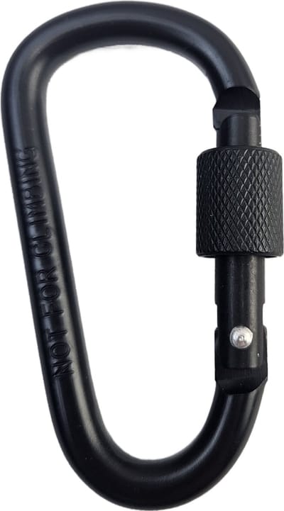 BamBella ® - karabijnhaak zwart met zekering slot D-vorm veiligheidsgesp voor sleutels gereedschap apparatuur