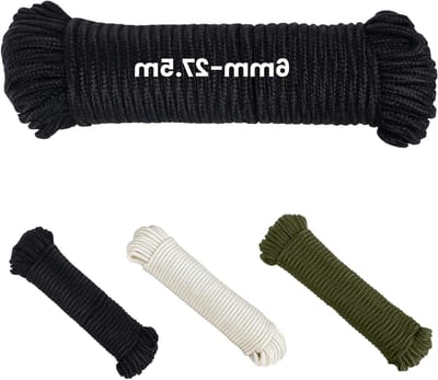 Utility Touw - Gevlochten Koord - Kamperen Tuinieren - Weerbestendig UV-bestendig - 6 mm 275 m - Zwart