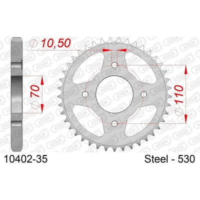 Stalen tandwiel Afam 530 35 dents