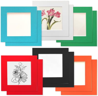 Dailygoods- Fotolijsten Set van 12 - 10x10 cm - Karton - Lichtgewicht - Acryllijm - Kleurenmix: Crème/Zwart/Blauw/Groen - Voor Instagram-foto's - Wanddecoratie