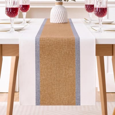 Tafelloper Boho bruin strepen retro landelijke stijl 40 x 140 cm waterdicht tafelkleed voor buiten voor bruiloft feest huis keuken eetkamer decoratie tafel loper