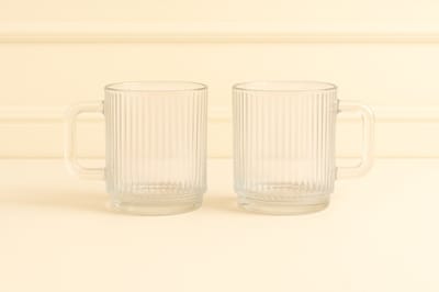 Mevaz 6-delige glazen set – drinkglazen, waterglazen, theeglazen – 360 ml – modern geribbeld design
