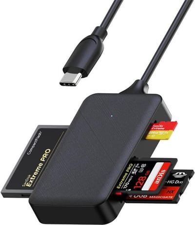 Nördic CRD-055 USB-C Kaartlezer – 4-in-1 - CF, SD, MicroSD en MS