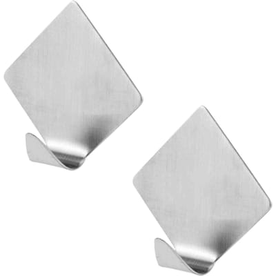 Excellent houseware Zelfklevende rvs haakjes - ruit - 8x stuks - 5 x 5,5 cm - handdoekhaakjes