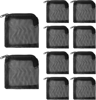 Set van 10 Herbruikbare Filterzakken voor Aquarium, 10 x 10 cm, Mesh Zakjes voor Actieve Kool en Filtermedia, Ideaal voor Aquaria en Waterzuivering