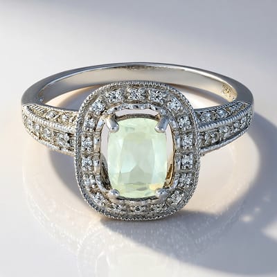 Cavill - Luxe Ring 925 Sterling Zilver - 0,6 ct Orthoklaas & 0,236 ct Witte Topazen - Klassiek Filigraan Design - Elegante Damesring