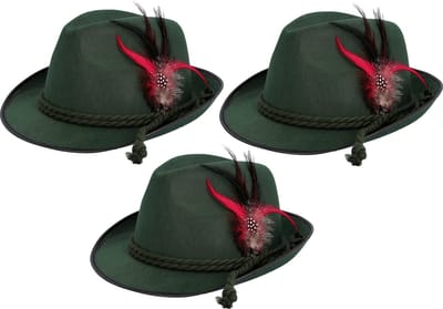 Verkleed hoedje voor Oktoberfest/Duits/Tiroler - 3x - groen - volwassenen - Carnaval