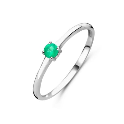 Gerhodineerd Zilver Ring Met Geboortesteen Smaragd Mei 1337055