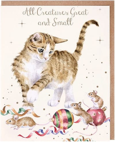 Wrendale Kerstkaarten Notepack - 8 stuks -'All Creatures Great and Small' Cat Christmas Card Pack